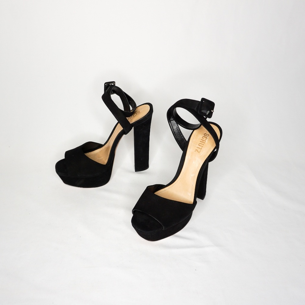 SCHULTZ Amatista Acamurcado Black Leather Heel 9.5 - Picture 8 of 8